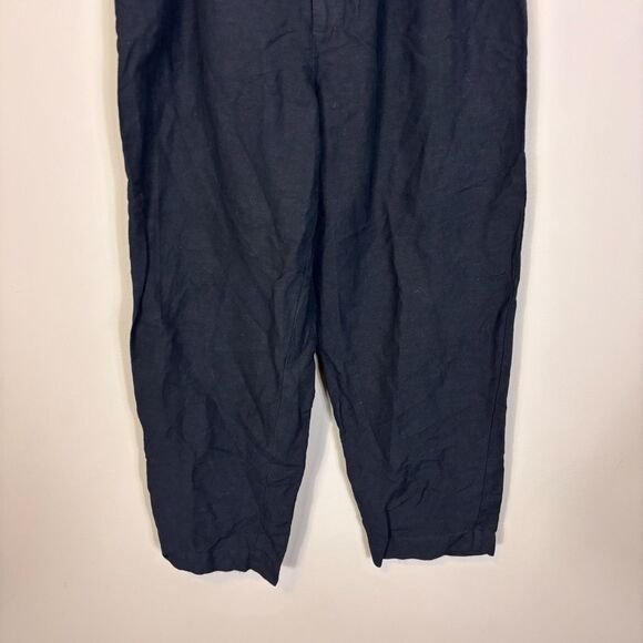 Madewell Black Barrel Leg Linen & Viscose Dress Pants Women's Medium - Picture 4 of 7